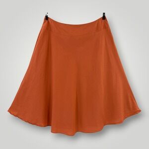 Ashley Stewart Maxi Skirt Womens 3X Orange Linen Blend A Line Boho Lined